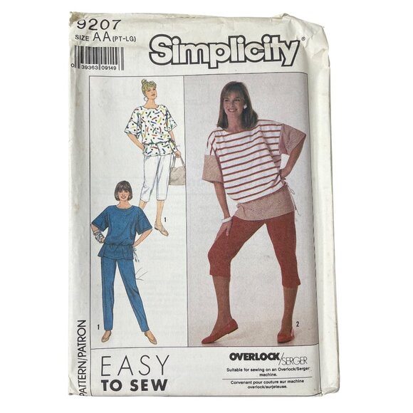 80s Simplicity 9207 Sewing Pattern Sizes Petite-Large Pants Knit Top Vintage UNC - Picture 1 of 7